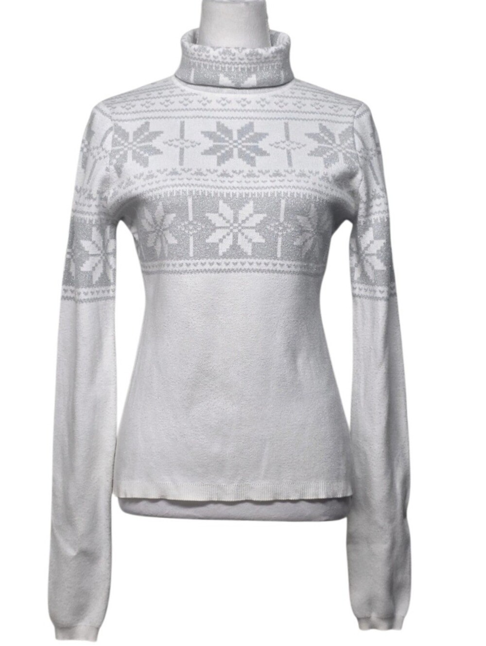 Show Me Your MuMu Cream Snowflake Turtleneck Sweater